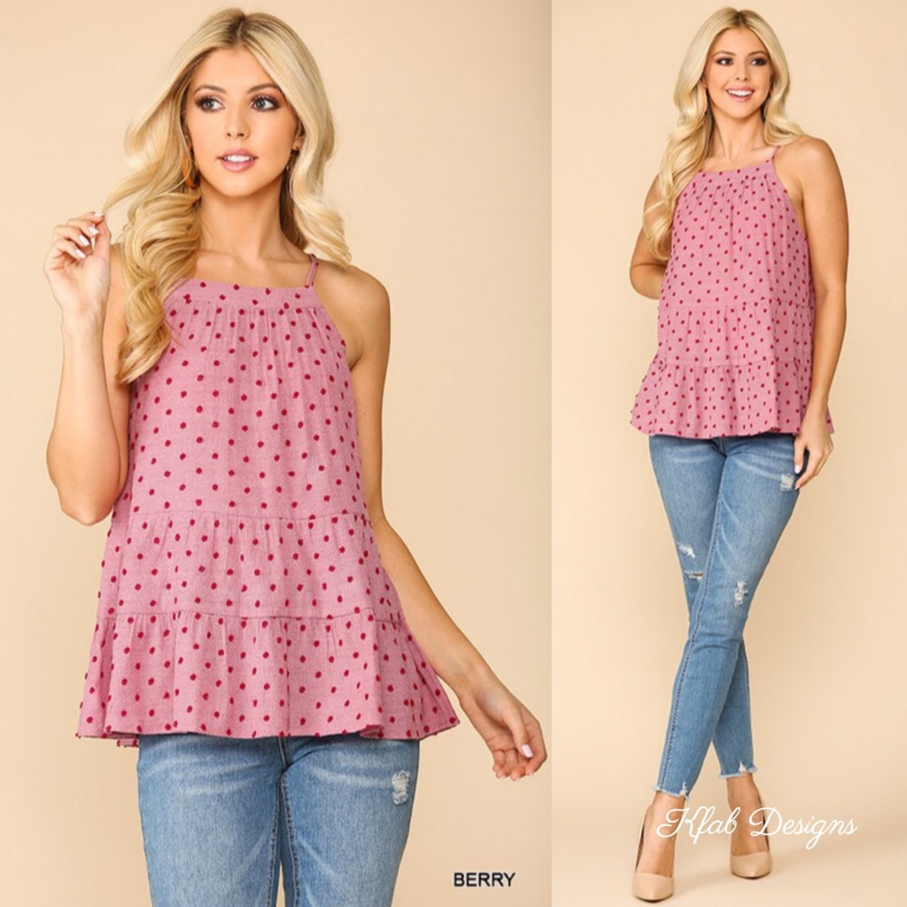 ❤️LAST 1! Washed Tiered Swiss Dot Babydoll Top! - Picture 2 of 6